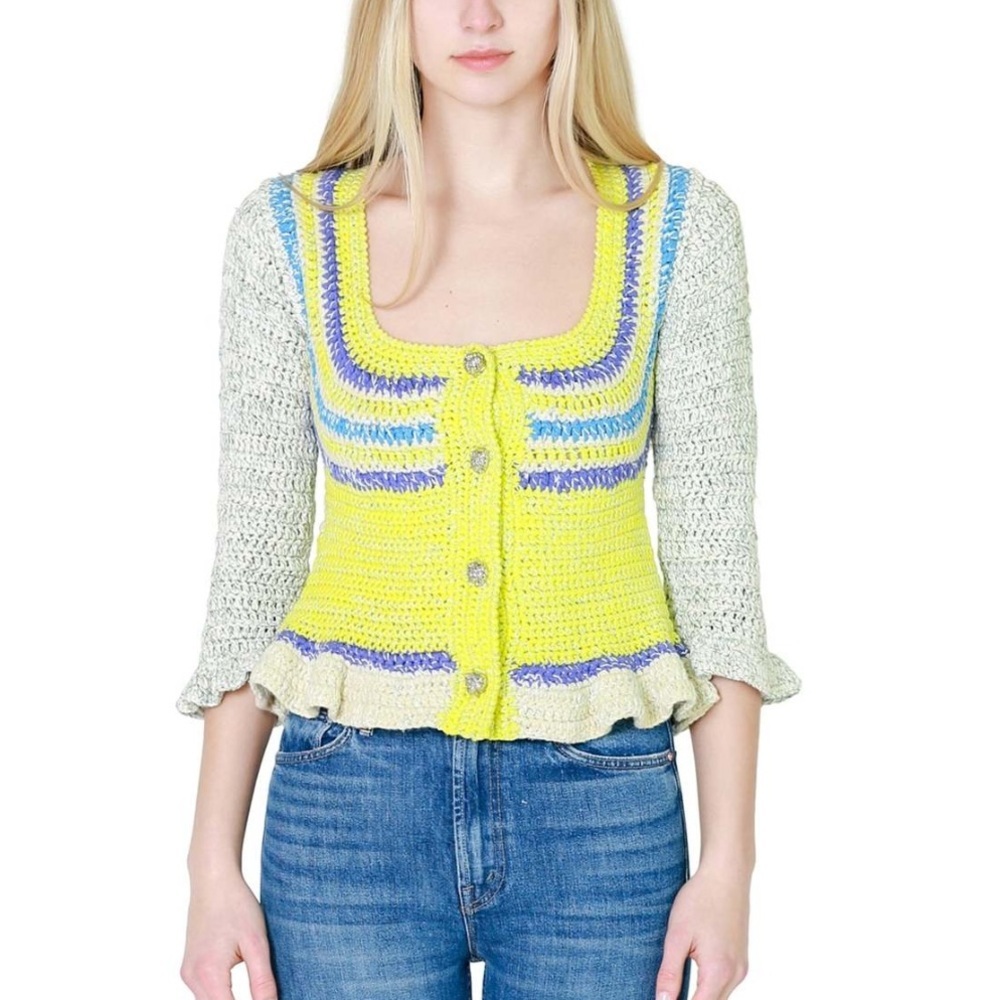 GANNI Crochet Cardigan Sweater